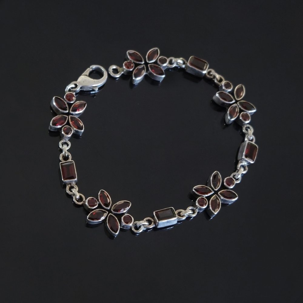 NICKY BUTLER 925 Sterling Silver Designer NB Bracelet Mozambique Garnet 7.25" - Picture 13 of 16